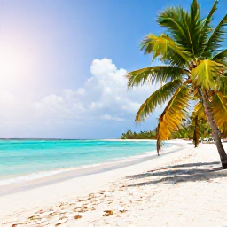 Caribbean Holidays, September Beach Holidays, Quiet Caribbean beach with soft white sand, turquoise water, palm trees and warm September sunlight