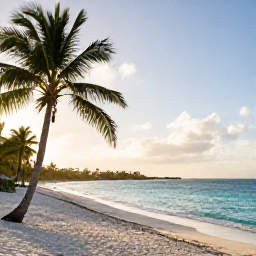 Caribbean Holidays, September Beach Holidays, Quiet Caribbean beach with turquoise water, palm trees and soft morning light on St Thomas or St Croix
