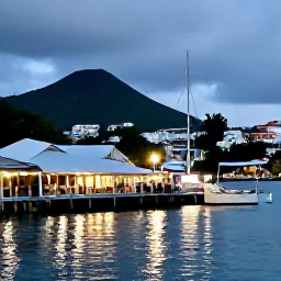 Caribbean Holidays, September Beach Holidays, Relaxed Caribbean evening in Kingstown, Saint Vincent, with waterfront restaurants, harbour lights and locals enjoying the town