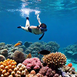 Caribbean Holidays, September Beach Holidays, Traveller swimming and snorkelling above colourful coral and tropical fish in clear Caribbean water near St John