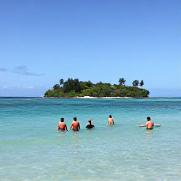 Caribbean Holidays, September Beach Holidays, Travellers swimming and snorkelling in clear Caribbean water beside a small island in Saint Vincent and the Grenadines