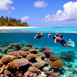 Caribbean Holidays, September Beaches, Visitors snorkelling above a colourful coral reef in clear Caribbean water near Turks and Caicos
