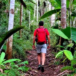 Caribbean Holidays, September Birdwatching, Caribbean endemic birds and rainforest wildlife in Guadeloupe, with a hiker following a forest trail on Basse-Terre