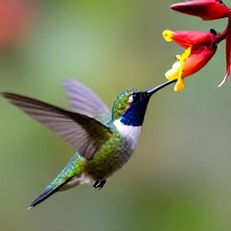 Caribbean Holidays, September Birdwatching, Close-up view of a green-throated Caribbean hummingbird feeding from a tropical flower