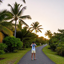 Caribbean Holidays, September Birdwatching, Peaceful Caribbean nature trail at sunrise with binoculars, notebook and tropical birds in the United States Virgin Islands