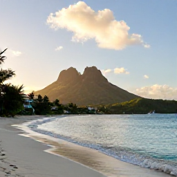 Caribbean Holidays, September Caribbean Escape, A warm September morning overlooking the coast of Saint Kitts, with a quiet beach, turquoise sea and green volcanic hills