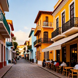 Caribbean Holidays, September City Breaks, Historic Mediterranean city street in September, with warm sunlight, colourful buildings, local caf&eacute;s and people exploring