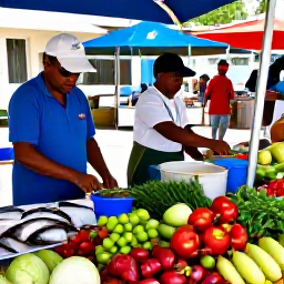 Caribbean Holidays, September Cooking, Cura&ccedil;ao market in September with local vendors, tropical produce, fresh fish, peppers and aromatic herbs under bright Caribbean sunshine