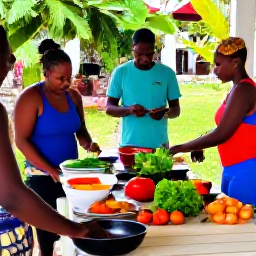 Caribbean Holidays, September Cooking Holidays, A relaxed outdoor Creole cooking class in a colourful Guadeloupe garden, with fresh tropical produce, herbs and local cooks