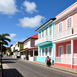Caribbean Holidays, September Couples Holidays, Couple exploring colourful Bridgetown streets and historic buildings in Barbados under bright tropical light