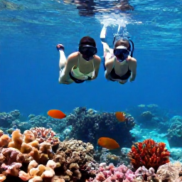 Caribbean Holidays, September Couples Holidays, Couple snorkelling in clear Caribbean water above a colourful coral reef with tropical fish