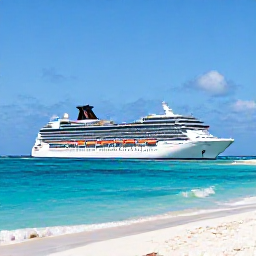 Caribbean Holidays, September Cruises, A cruise ship anchored beside the turquoise waters and white sand beaches of Grand Turk in the Turks and Caicos Islands during September