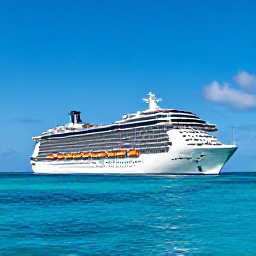 Caribbean Holidays, September Cruises, Modern cruise ship sailing through clear turquoise Caribbean water beneath a sunny September sky