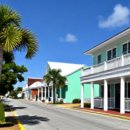 Caribbean Holidays, September Culture, Visitors exploring historic Cockburn Town on Grand Turk, with pastel colonial buildings, quiet streets and tropical September sunshine