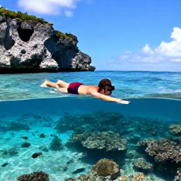 Caribbean Holidays, September Cura&ccedil;ao, Solo traveller snorkelling above a clear coral reef at Playa Kenepa in Cura&ccedil;ao, tropical fish and limestone cliffs