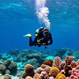 Caribbean Holidays, September Diving Cura&ccedil;ao, A scuba diver exploring a colourful coral reef in clear turquoise water off Cura&ccedil;ao during September