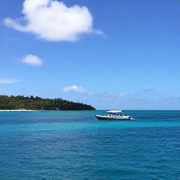 Caribbean Holidays, September Diving, Small dive boat travelling across calm blue Caribbean water near Antigua's coastline