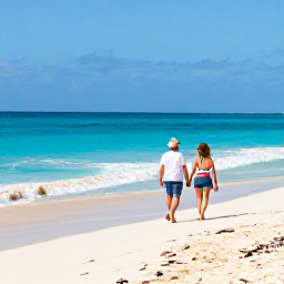 Caribbean Holidays, September Escapes, A couple walking hand in hand along a sunny Cura&ccedil;ao beach in September, turquoise sea, soft white sand, relaxed Caribbean atmosphere