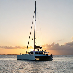 Caribbean Holidays, September Escapes, Couple enjoying a sunset catamaran cruise around Saint Martin and Sint Maarten, warm September sky and calm Caribbean water
