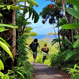 Caribbean Holidays, September Escapes, Scenic rainforest hiking trail on Mount Liamuiga in Saint Kitts, with lush tropical foliage and distant coastal views
