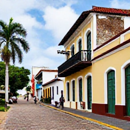 Caribbean Holidays, September Festivals, Historic Caribbean town with colourful colonial buildings, a small museum, palm trees and visitors exploring on foot