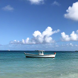 Caribbean Holidays, September Fishing, Small fishing boat on calm turquoise water near Providenciales, Turks and Caicos, with a bright September sky