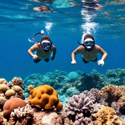 Caribbean Holidays, September Holidays, A couple snorkelling above a colourful coral reef in clear Caribbean water near the Grenadines