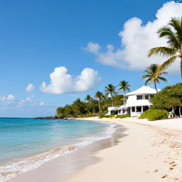 Caribbean Holidays, September Holidays, A sunny Caribbean beach on Saint Vincent with calm turquoise water, palm trees and a comfortable resort setting