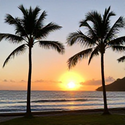 Caribbean Holidays, September Holidays, Romantic sunset over a Saint Lucia resort beach, with palm silhouettes, gentle waves and warm evening light