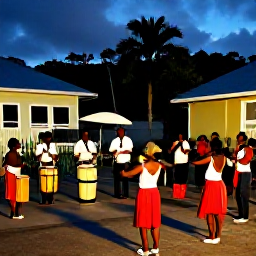 Caribbean Holidays, September Holidays, Traditional Caribbean music performance in a village on Saint Vincent, with drummers, dancers and an evening gathering