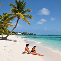 Caribbean Holidays, September Honeymoons, A couple relaxing on a quiet white-sand beach in Martinique during September, with turquoise water and palm trees