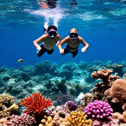 Caribbean Holidays, September Honeymoons, Couple snorkelling above a colourful coral reef in clear Caribbean water near St John, tropical fish visible below