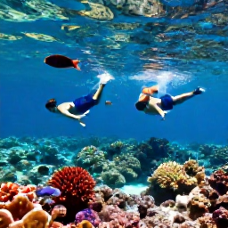 Caribbean Holidays, September in Cura&ccedil;ao, Snorkellers swimming above a colourful coral reef in clear Cura&ccedil;ao water with tropical fish and sunlight filtering from the surface