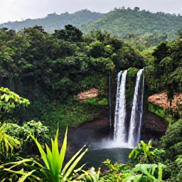 Caribbean Holidays, September Instagram Hotspots, A lush Caribbean rainforest viewpoint with waterfalls, tropical plants and misty green hills after a light rain