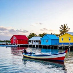 Caribbean Holidays, September Instagram Hotspots, Colourful fishing boats and wooden waterfront buildings at dawn in Basseterre, Saint Kitts, with calm harbour water