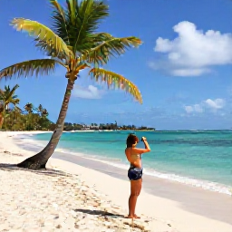 Caribbean Holidays, September Instagram Hotspots, Traveller photographing a tropical Saint Kitts and Nevis beach with palm trees and clear Caribbean water during a bright September day