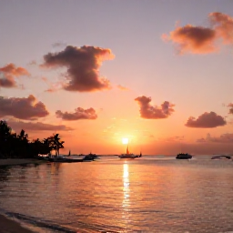 Caribbean Holidays, September Instagram Spots, A colourful sunset over the harbour and boats at Sapodilla Bay in Providenciales, Turks and Caicos