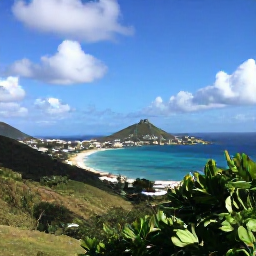 Caribbean Holidays, September Instagram Spots, A panoramic coastal view of Saint Martin and Sint Maarten in September, showing turquoise sea, green hills and bright Caribbean skies