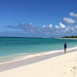Caribbean Holidays, September Instagram Spots, A wide beach scene at Grace Bay in Turks and Caicos during September, with turquoise water, soft white sand and a traveller taking a photograph