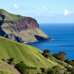 Caribbean Holidays, September Montserrat, A scenic Montserrat coastline viewed from a green hillside, showing the Caribbean Sea, rugged volcanic terrain and tropical vegetation