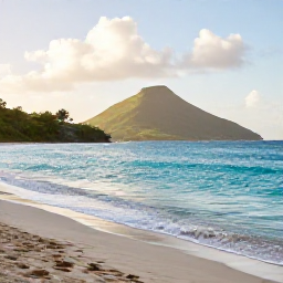 Caribbean Holidays, September Nature, A quiet tropical beach on Saint Barth&eacute;lemy in September, with turquoise water, green hills and soft morning light