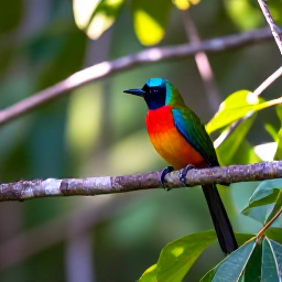 Caribbean Holidays, September Nature, Colourful tropical birds and forest foliage in Saint Vincent, with soft morning light filtering through the trees