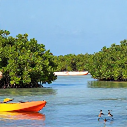 Caribbean Holidays, September Nature, Green mangrove channels in the Turks and Caicos Islands with a guided kayak tour and wading birds