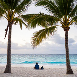 Caribbean Holidays, September Nature Holidays, Quiet Dominican Republic beach with turquoise water, coconut palms and a traveller enjoying a peaceful September afternoon