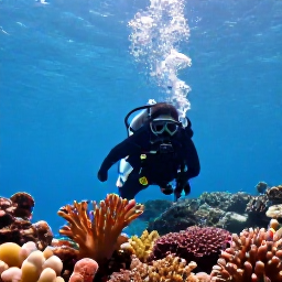 Caribbean Holidays, September Scuba Diving, Scuba diver exploring a colourful coral reef in clear turquoise water around Grand Turk, Turks and Caicos