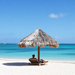 Caribbean Holidays, September Solo Holidays, A lone traveller relaxing beneath a palapa on Eagle Beach, Aruba, with white sand and clear blue water