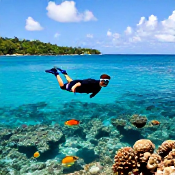 Caribbean Holidays, September Solo Holidays, A solo traveller snorkelling above a clear coral reef near St John in the United States Virgin Islands, with colourful fish and a tropical shoreline