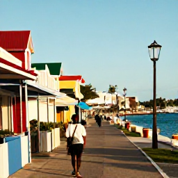 Caribbean Holidays, September Solo Holidays, Colourful waterfront in Philipsburg, Sint Maarten, with solo traveller walking past shops and harbour views in warm September sunshine