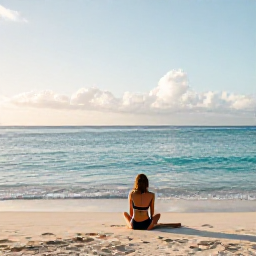 Caribbean Holidays, September Solo Holidays, Solo traveller relaxing on a quiet Caribbean beach in Saint Martin during September, turquoise sea and soft morning light