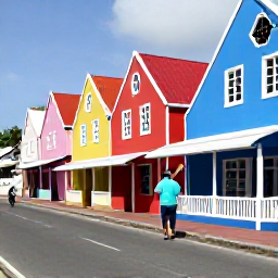 Caribbean Holidays, September Solo Holidays, Solo visitor exploring colourful Oranjestad streets in Aruba, with Dutch colonial buildings and local shops